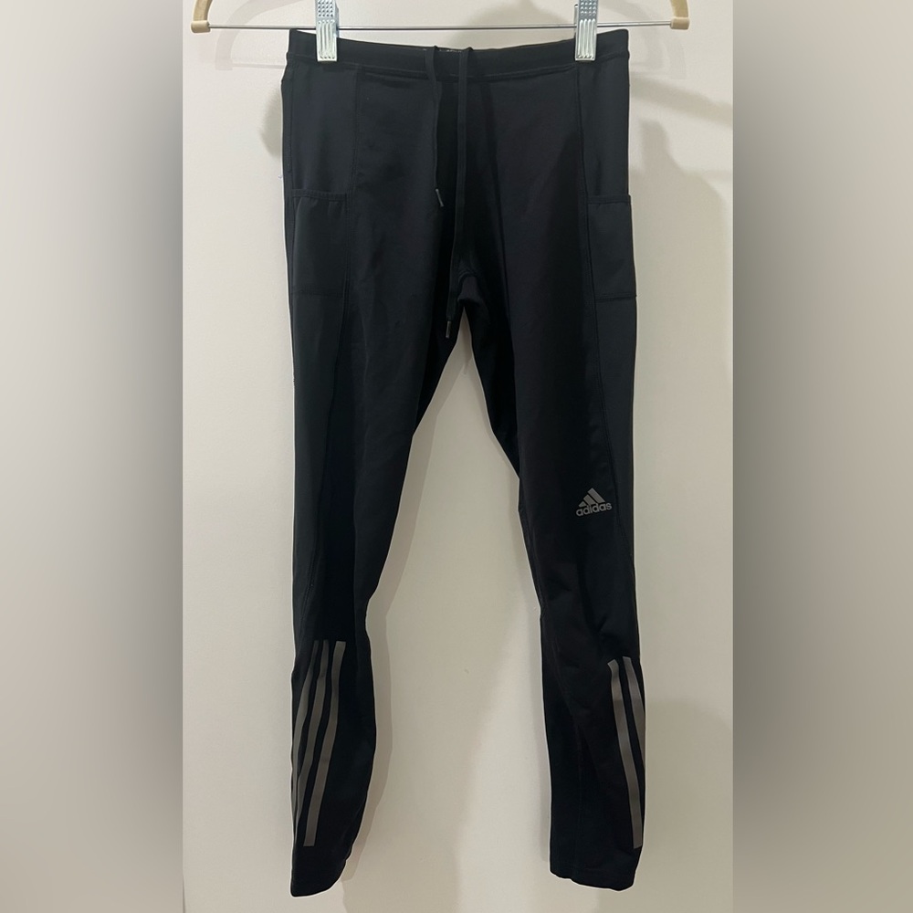 Adidas Black Joggers with Gray Stripes